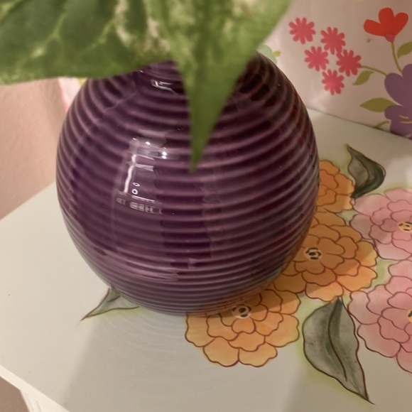 Michaels Gorgeous Yellow Flowers in Purple Ceramic Vase - Picture 3 of 3